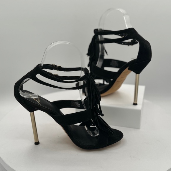Brian Atwood Black Fringe Stiletto Heels‎ Size 6.5 EUC - Picture 13 of 17